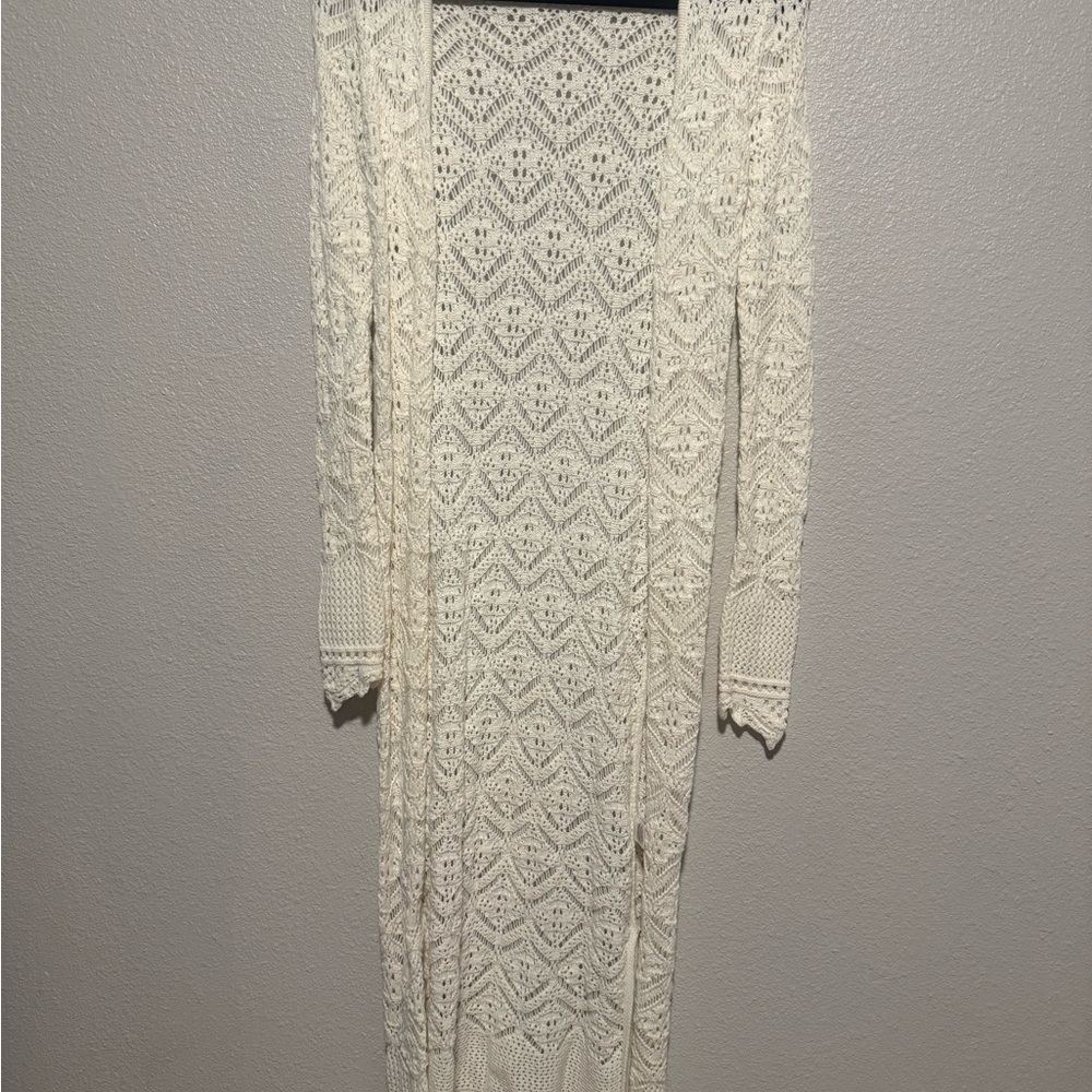 Elegant Cream Open-Front Cardigan